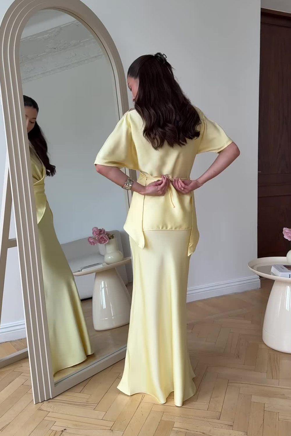 MELISA | Elegantes Drapiertes Satinkleid