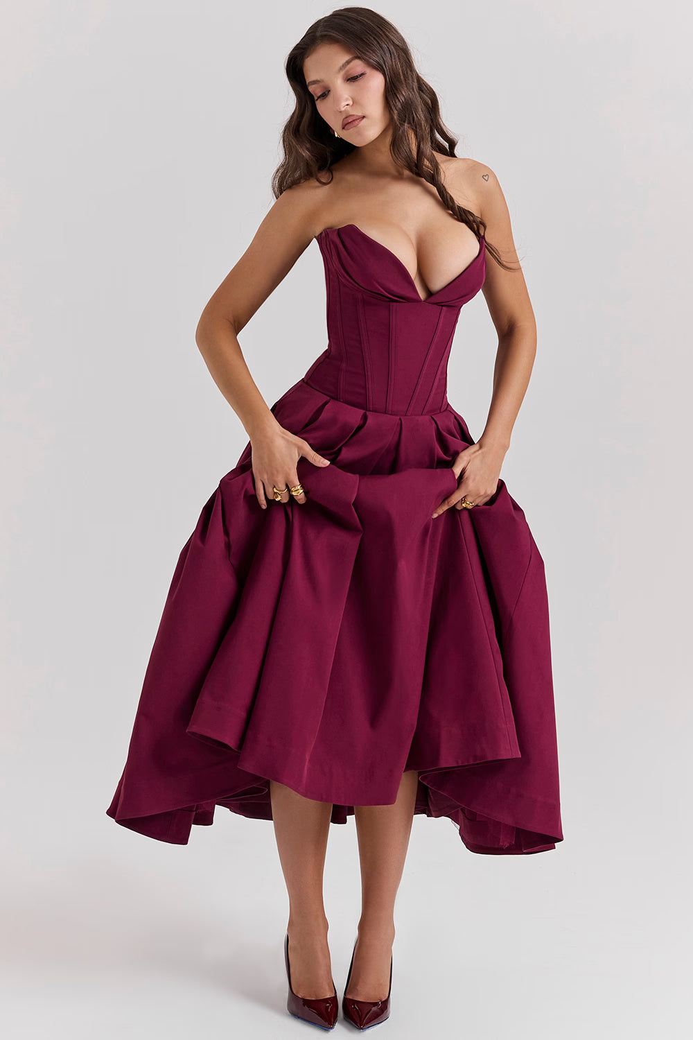 FEMKE | Trägerloses Midikleid