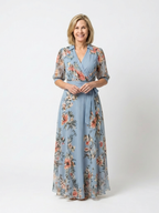 Elowen | Floral Wrap V Neck Maxi Dress